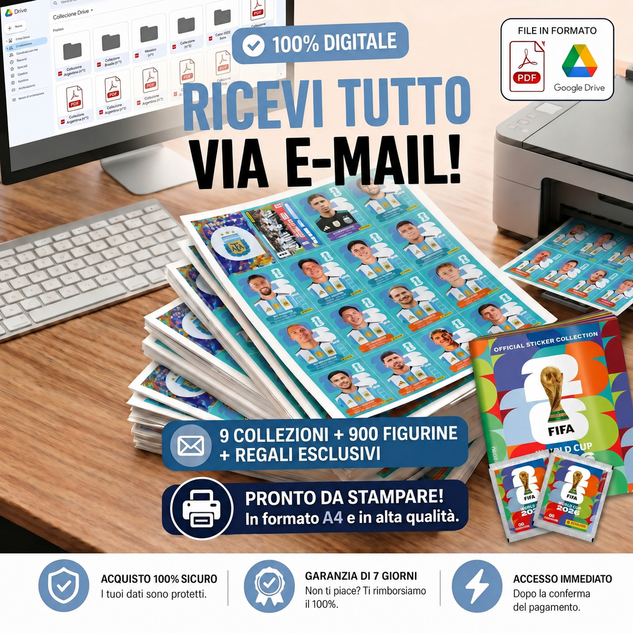 Set completo di figurine dei Mondiali 2026 + album in omaggio