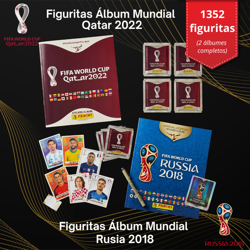 PACK COMPLETO - Figuritas Mundial Qatar 2022 y Rusia 2018